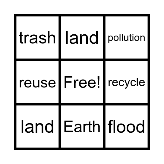 Caring for Our Earth Vocabulary Bingo Card