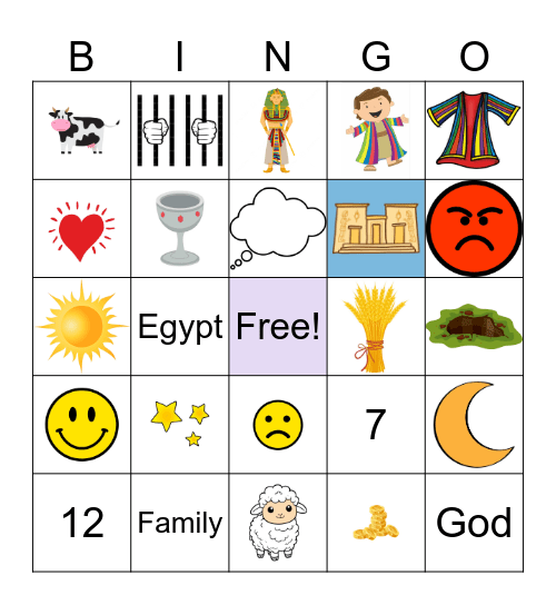 The Story of Joseph Bingo Card