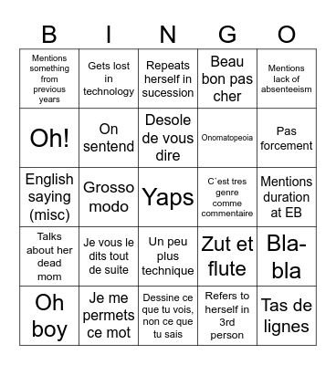 Rancour Bingo Card