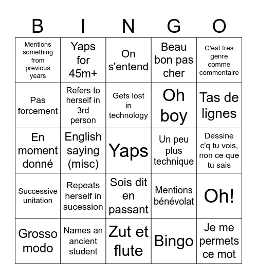 Rancourt Bingo Card