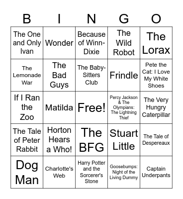 Book Title Bingo Card