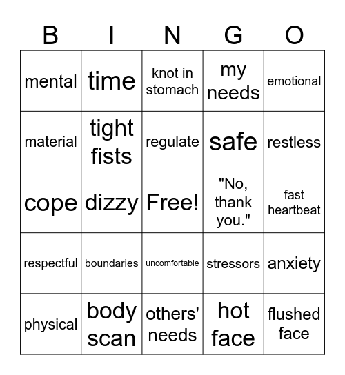 Boundaries BINGO Card