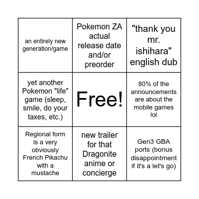 Pokemon Day 2025 Bingo Card