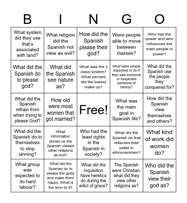 Spanish Bingo! Bingo Card