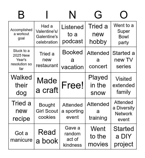 February GRCC Meeting Bingo Card