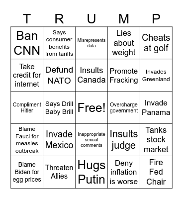 Trump Bingo! Bingo Card