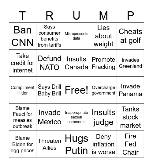 Trump Bingo! Bingo Card