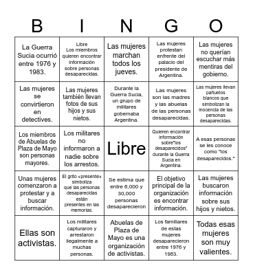 Simple Sentence Bingo Card