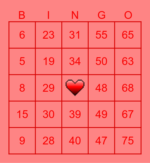 Valentine's Bingo Card