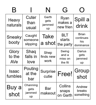 BLT Bingo Card