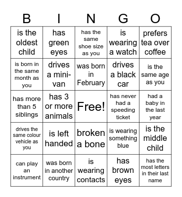 FIND A LADY WHO... Bingo Card