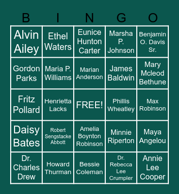 Black History Bingo Card