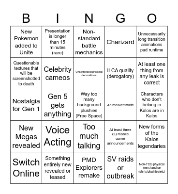 Pokémon day 2025 Bingo Card