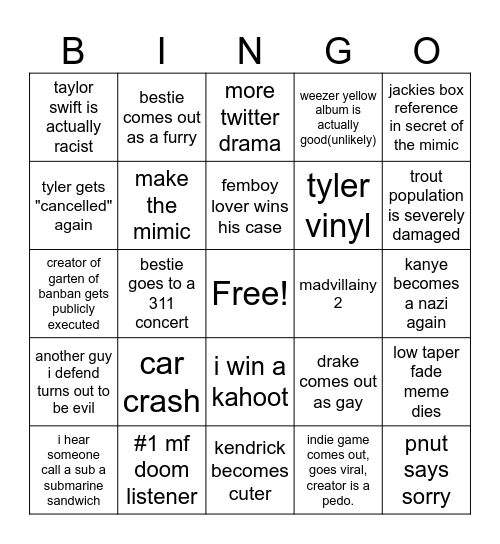 2025 bingo card Bingo Card