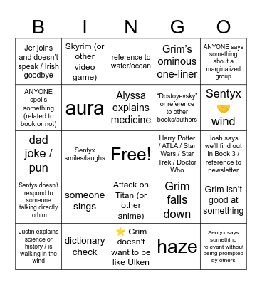 To Burn All Belief Ch 5-8 Bingo Card