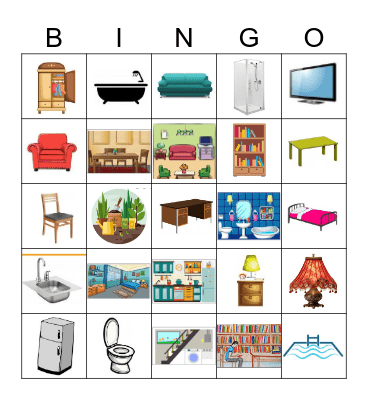 House rooms and objects Bingo Card
