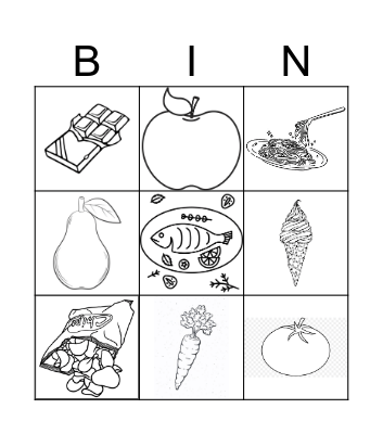 food Bingo Card