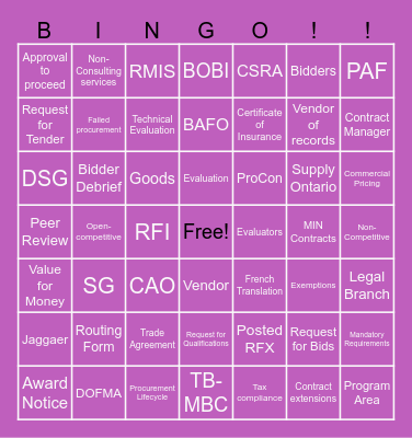 PBIB BINGO Card
