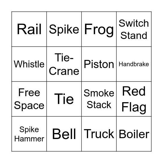 Train Bingo Card