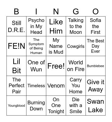 Music 8 Bingo Card