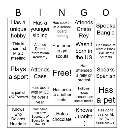 Find someone who: Bingo Card