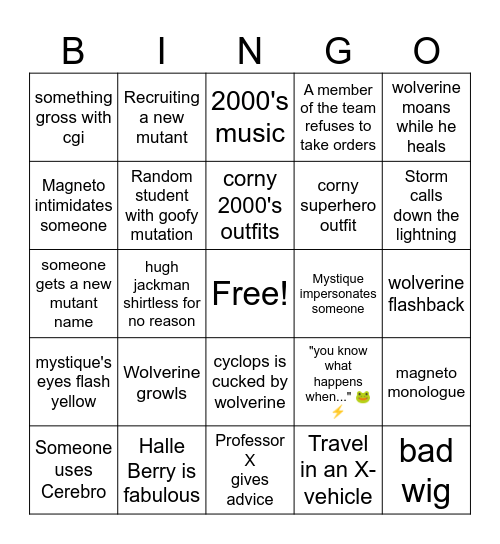 X-Men Bingo Card