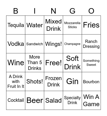 Birthday Bash Bar Crawl Bingo Card