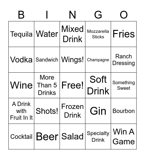 Birthday Bash Bar Crawl Bingo Card