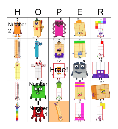 Number blocks Bingo Card