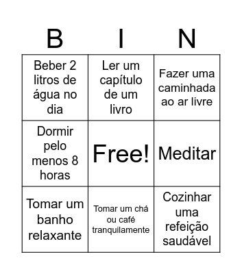 Bingo do Autocuidado Bingo Card