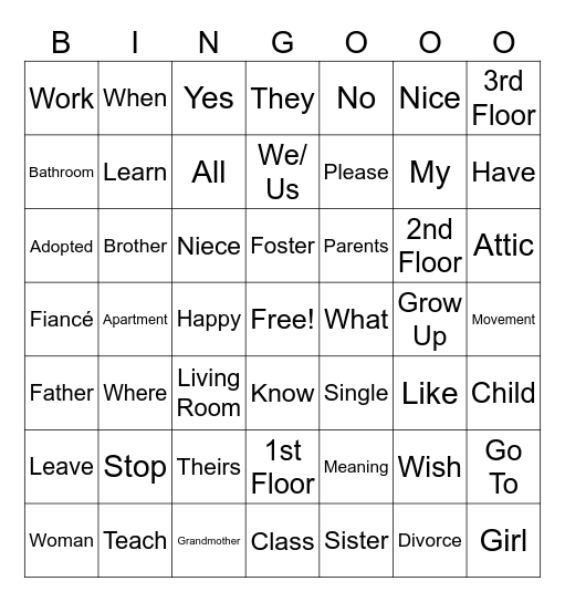 ASL Bingo Card