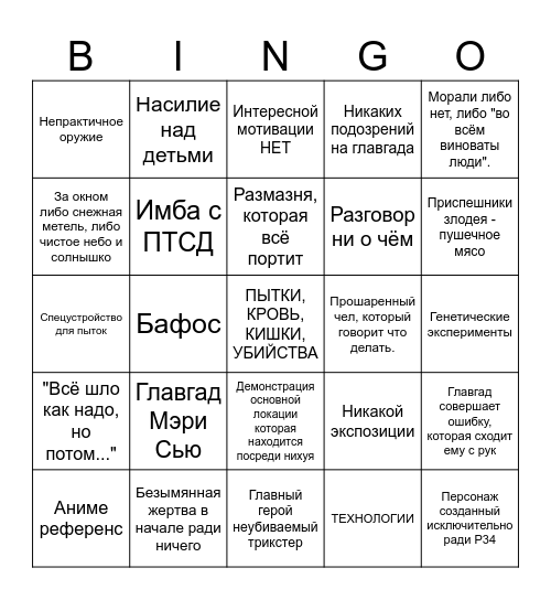 Мясные мульты БИНГО: Bingo Card