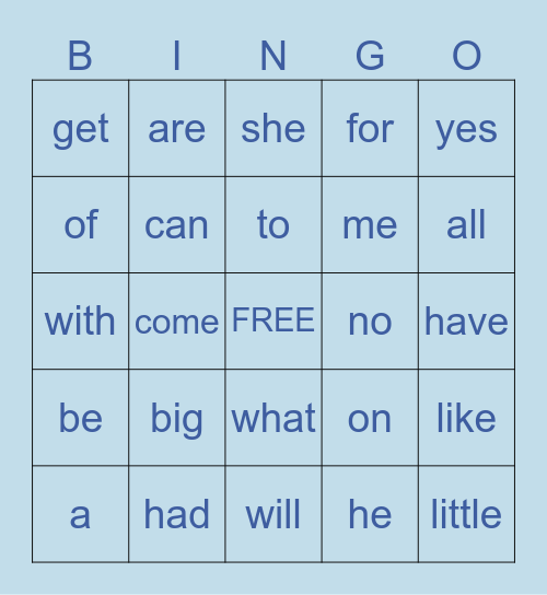 SIGHT WORDS Bingo Card