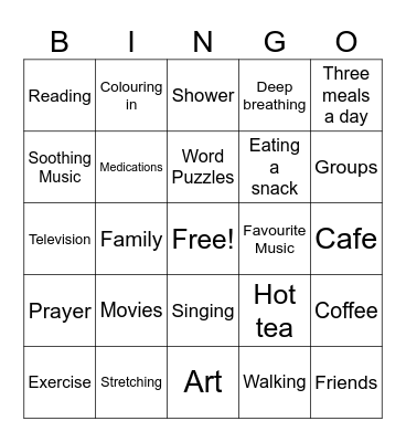 Low Mood Bingo Card