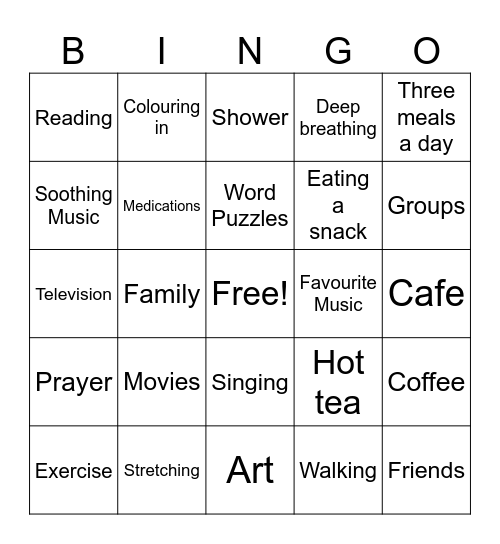 Low Mood Bingo Card