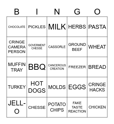 TIK TOK COOKING Bingo Card
