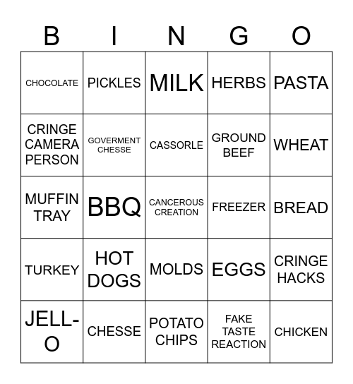 TIK TOK COOKING Bingo Card