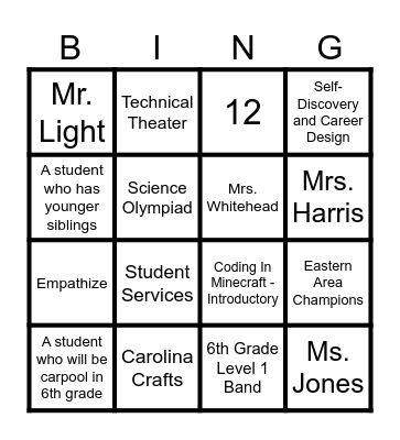 Welcome Event 2025 Bingo Card