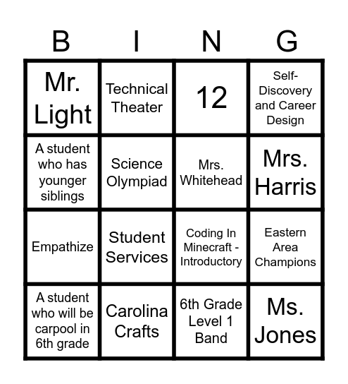 Welcome Event 2025 Bingo Card