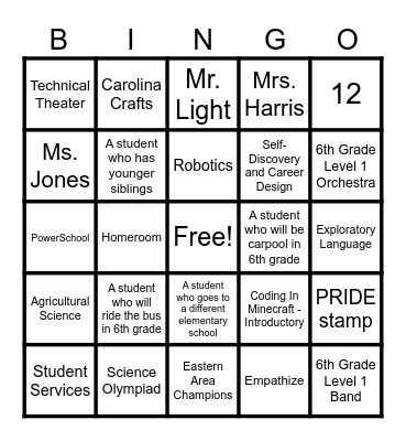 Welcome Event 2025 Bingo Card