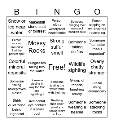 Hot Springs Bingo Card
