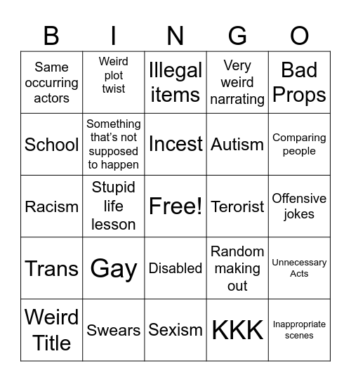Tomorrow things Bingo Card