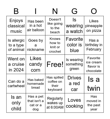 Find a coworker who... Bingo Card