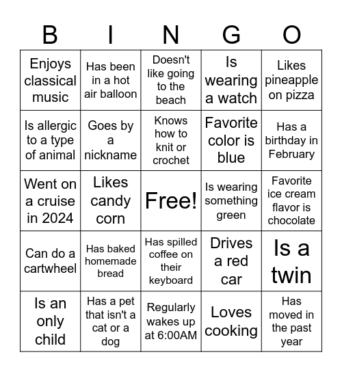 Find a coworker who... Bingo Card