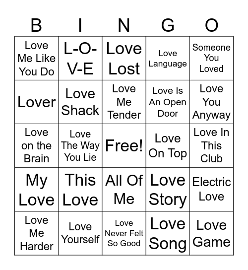 Love is in the Air Bingo Card