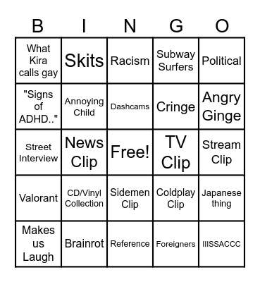 Tiktok Bingo Card