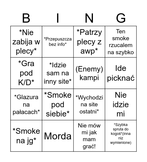 Glazura Bingo! Bingo Card