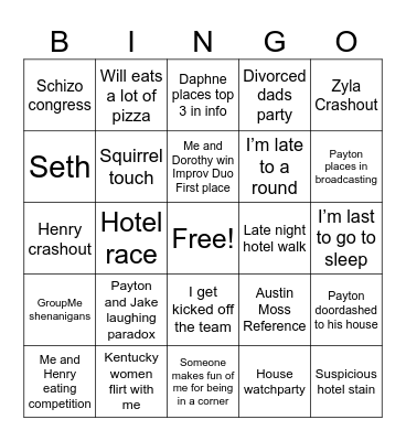 JM Bingo Card