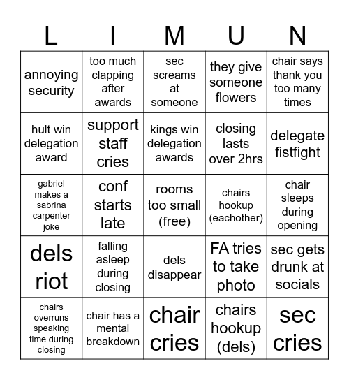 LIMUN BINGO Card