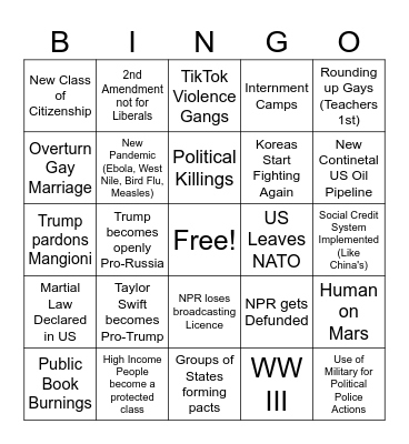 2025 End of the US Bingo Card